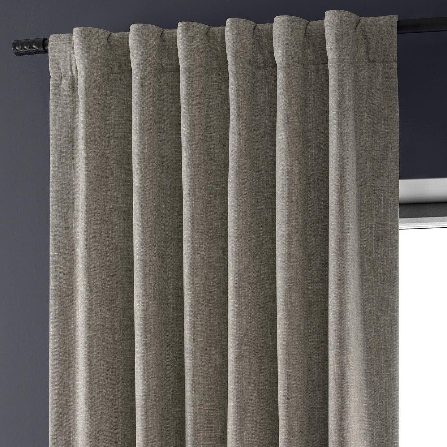Destination Slate Faux Linen Hotel Blackout Curtain - HalfPriceDrapes.com