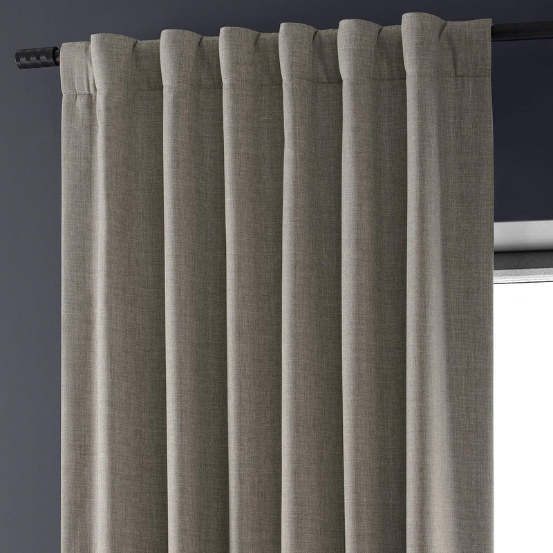 Destination Slate Faux Linen Hotel Blackout Curtain - HalfPriceDrapes.com