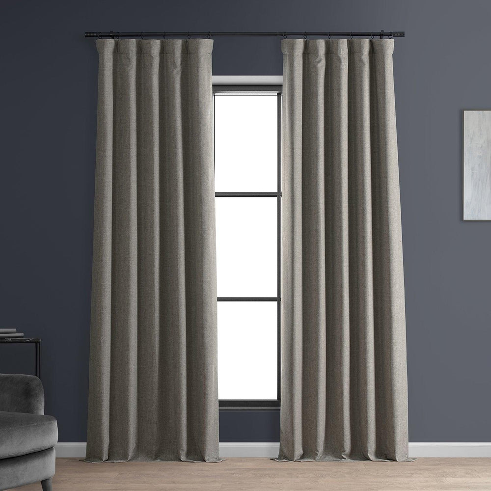 Destination Slate Faux Linen Hotel Blackout Curtain - HalfPriceDrapes.com