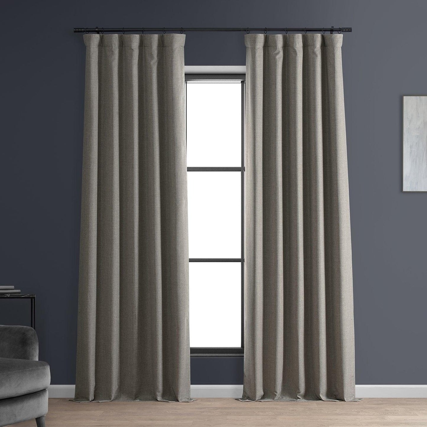 Destination Slate Faux Linen Hotel Blackout Curtain - HalfPriceDrapes.com