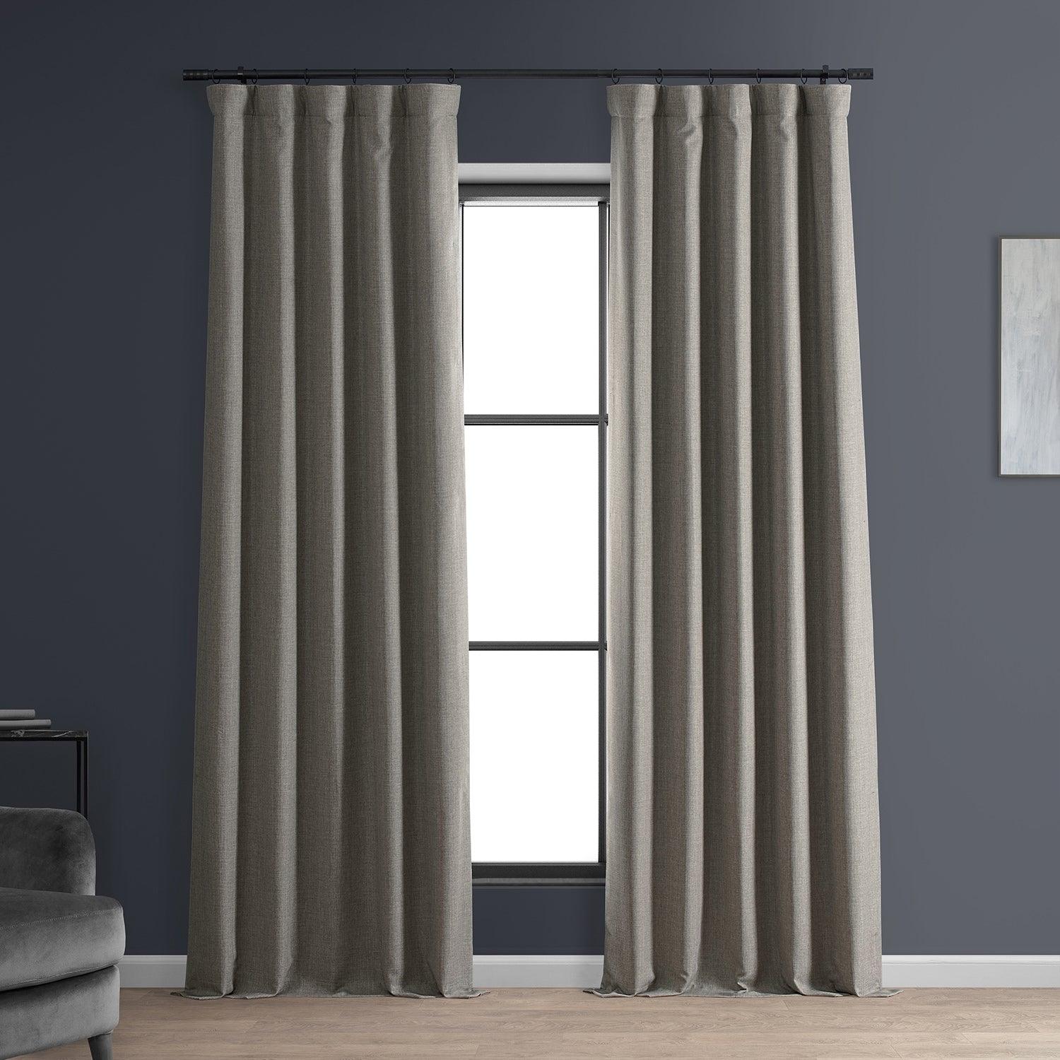 Destination Slate Faux Linen Hotel Blackout Curtain - HalfPriceDrapes.com