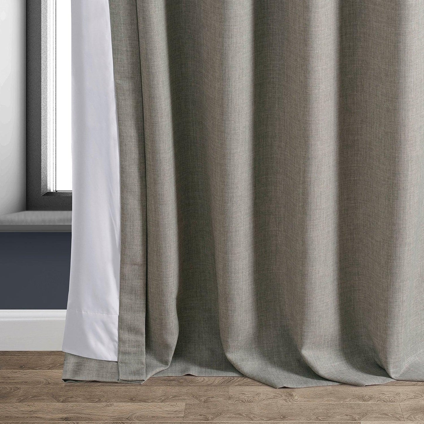 Destination Slate Faux Linen Hotel Blackout Curtain - HalfPriceDrapes.com