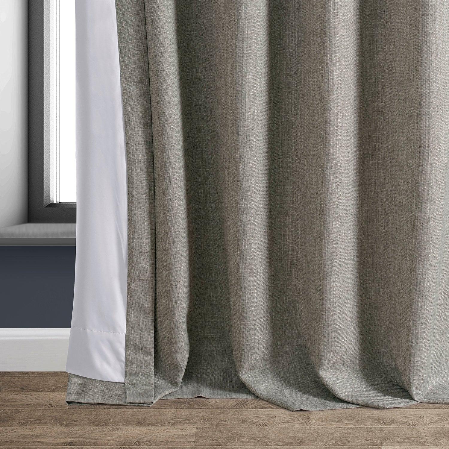 Destination Slate Faux Linen Hotel Blackout Curtain - HalfPriceDrapes.com