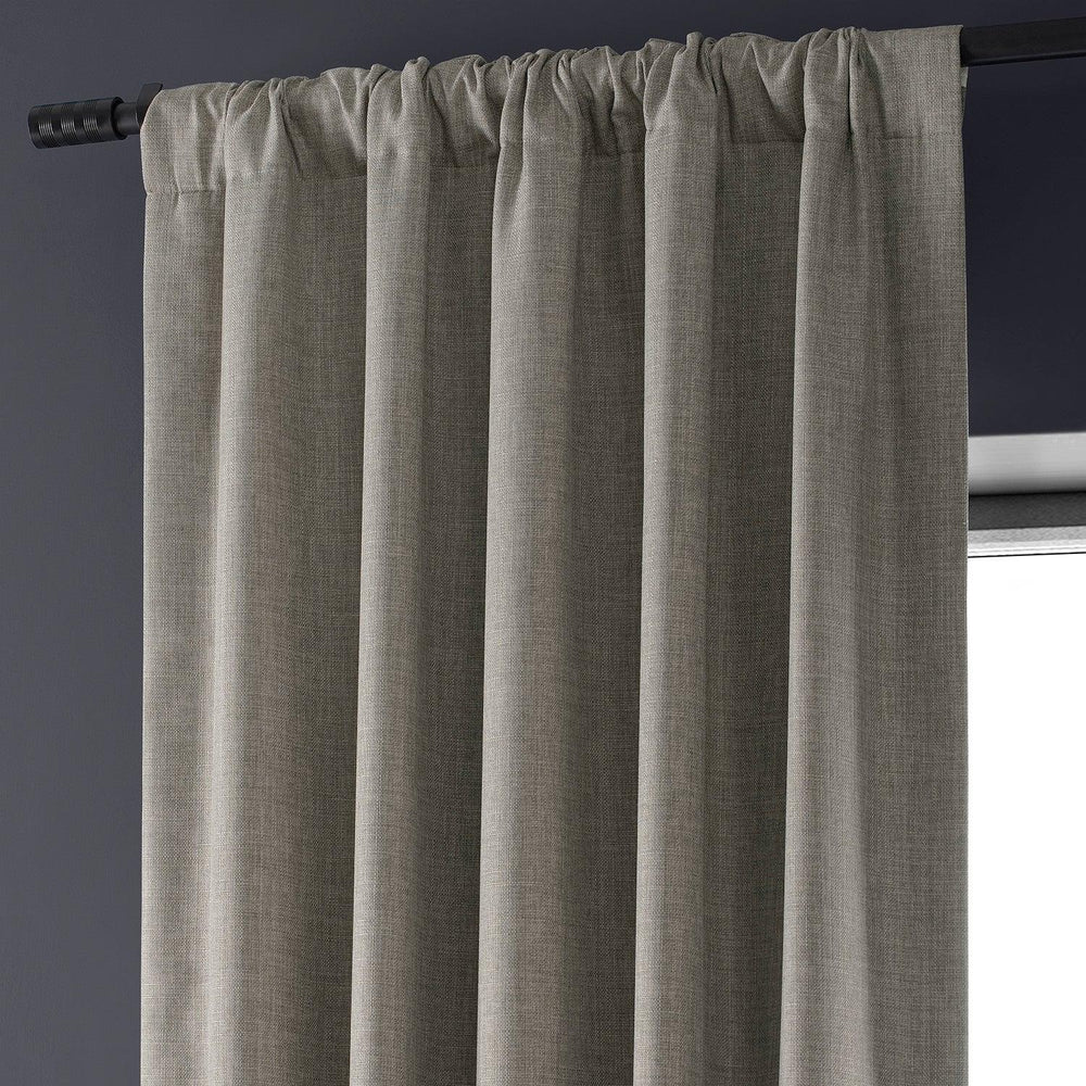 Destination Slate Faux Linen Hotel Blackout Curtain - HalfPriceDrapes.com