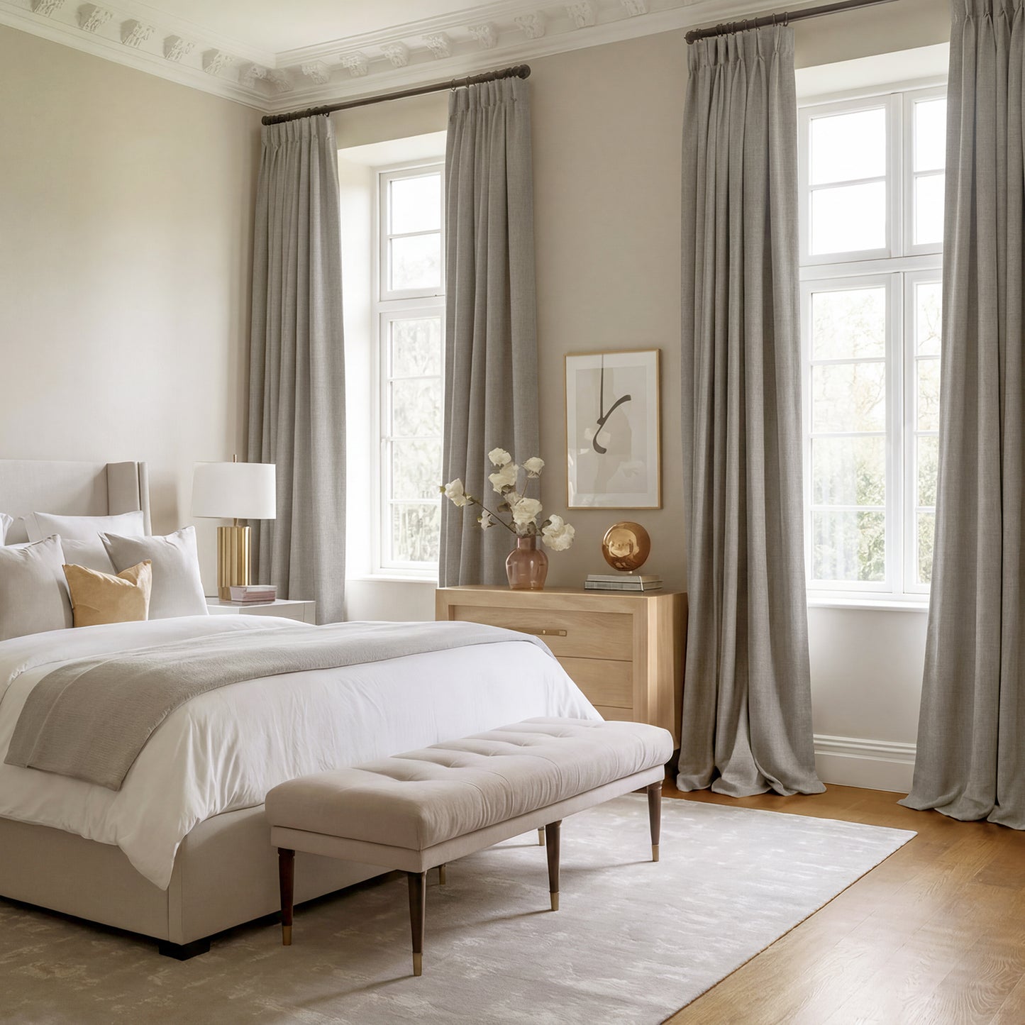 Fossil Grey Italian Faux Linen Custom Curtain