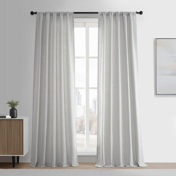 Off White Simply Faux Linen Curtain Pair (2 Panels)