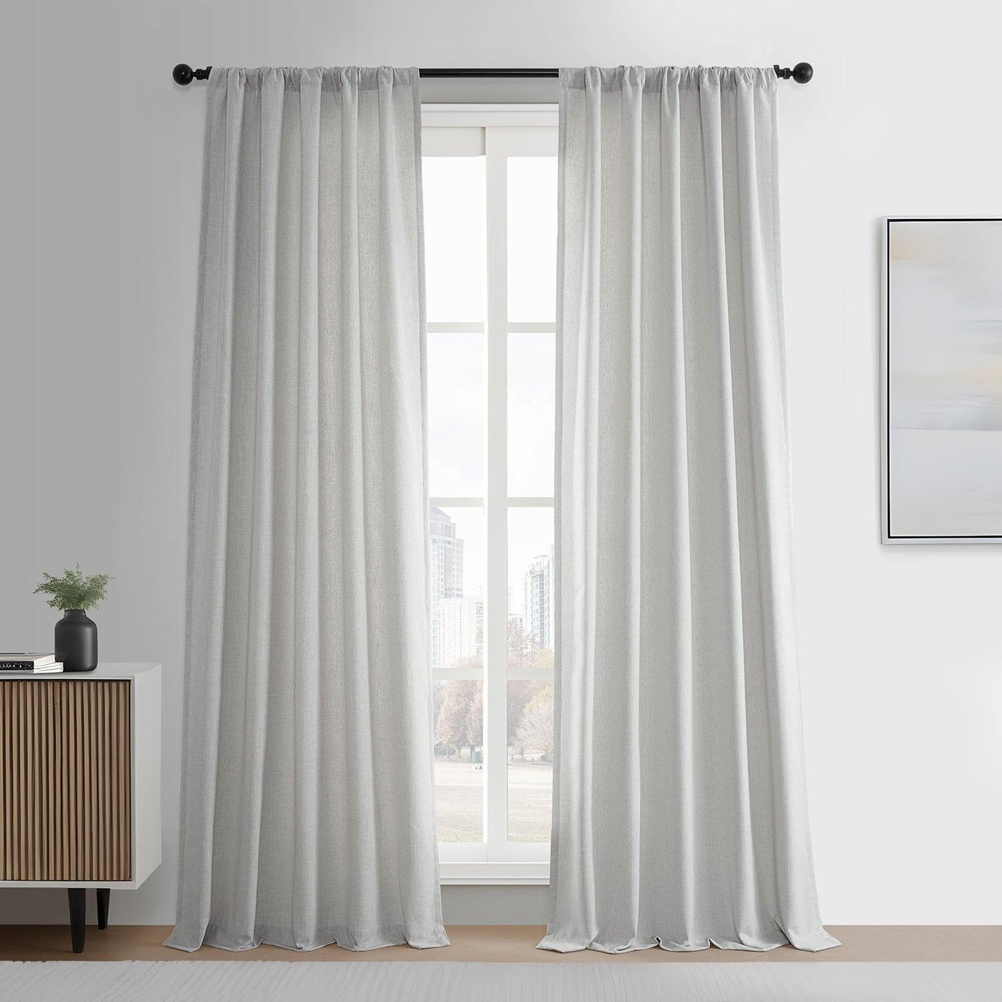 Off White Simply Faux Linen Curtain Pair (2 Panels) - HalfPriceDrapes.com