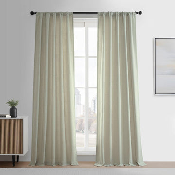 Greige Simply Faux Linen Semi-Sheer Curtain Pair (2 Panels)