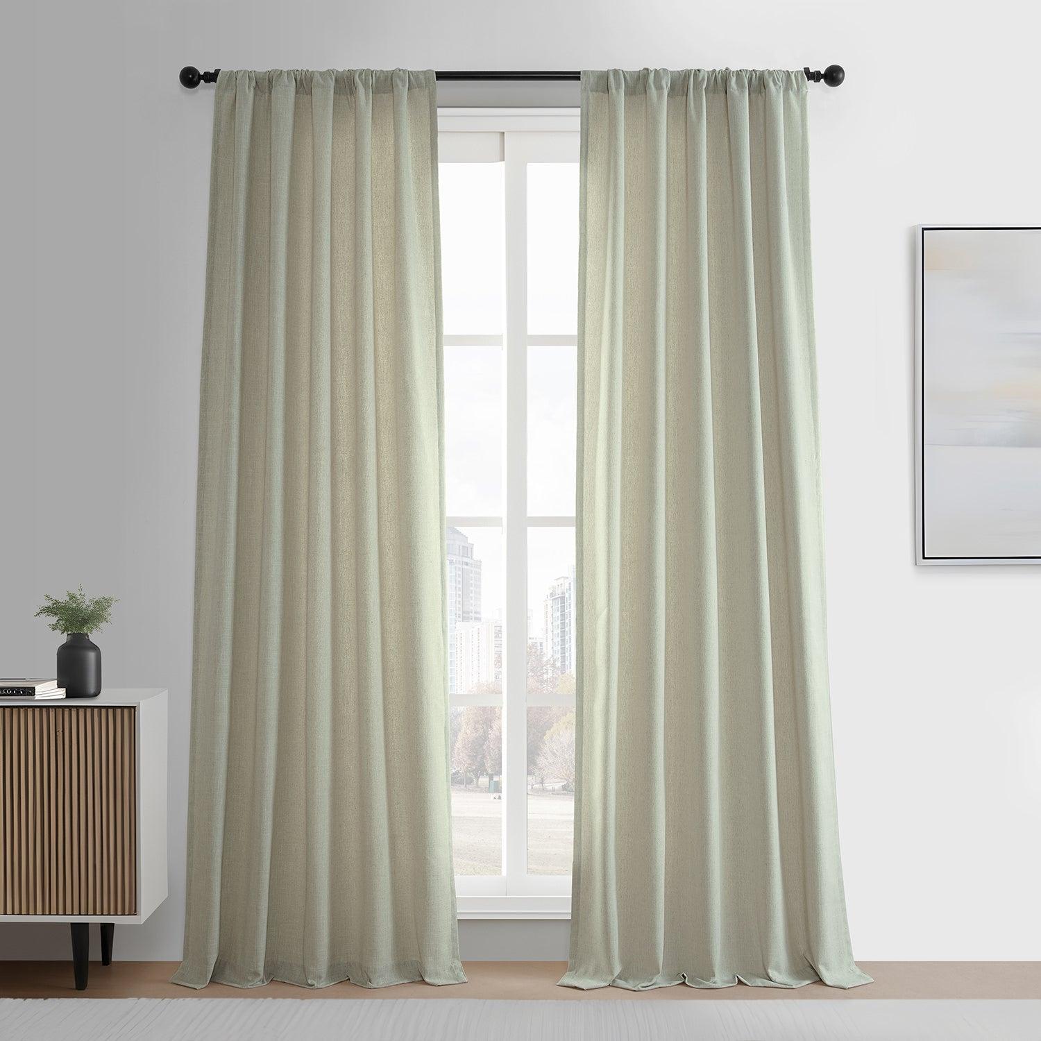 Greige Simply Faux Linen Curtain Pair (2 Panels) - HalfPriceDrapes.com