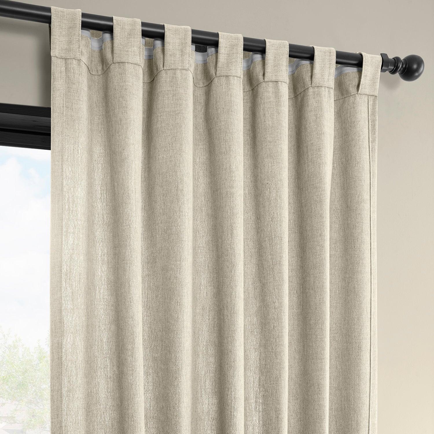 Light Beige Simply Faux Linen Light Filtering Curtain Pair (2 Panels)