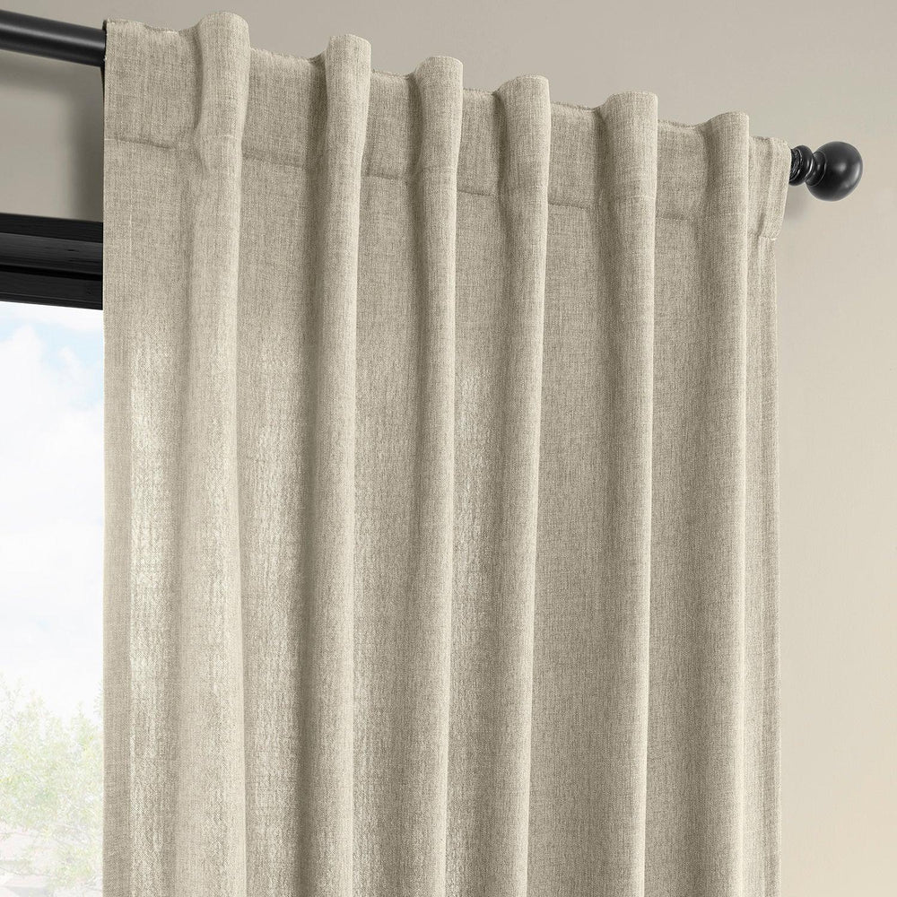 Light Beige Simply Faux Linen Light Filtering Curtain Pair (2 Panels)