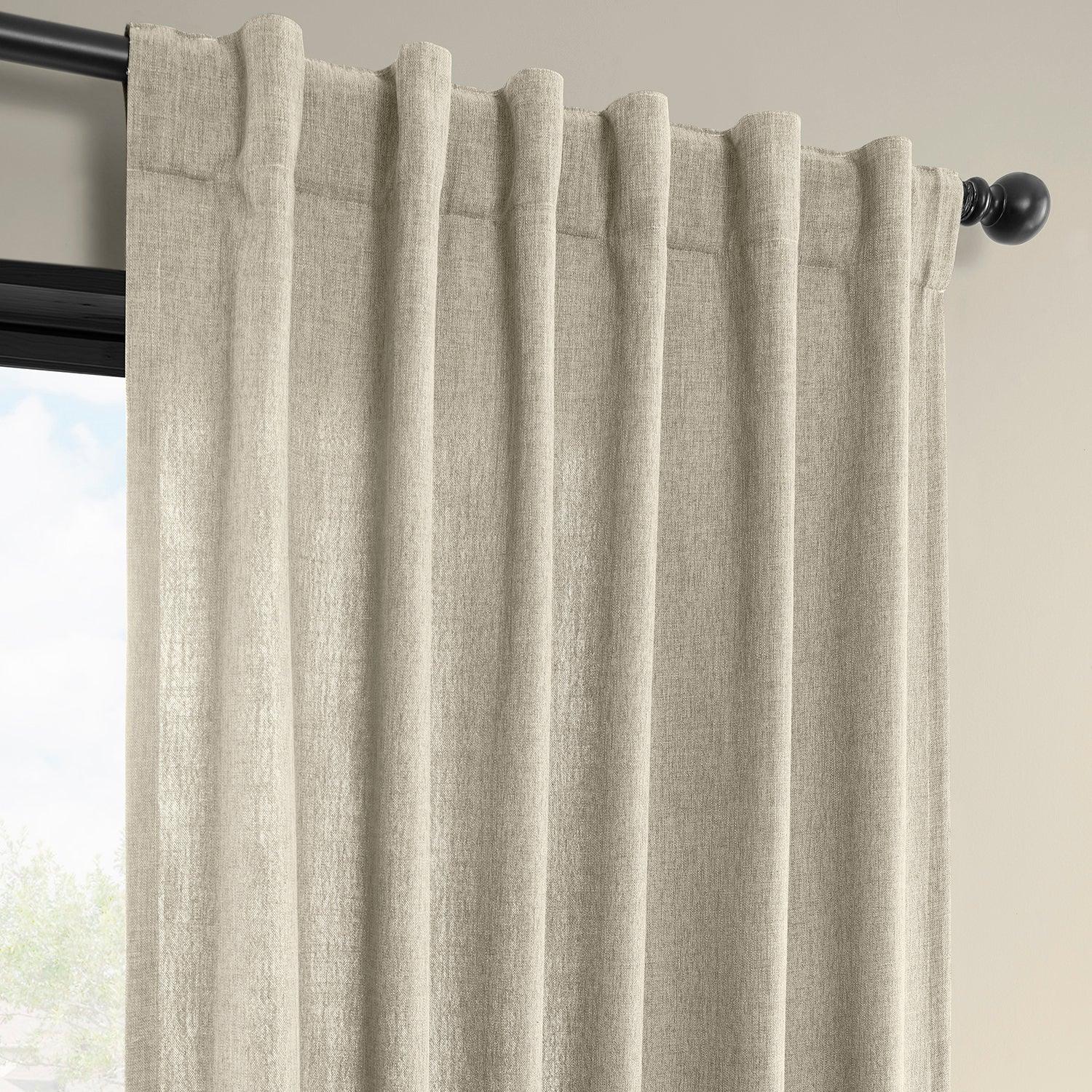 Light Beige Simply Faux Linen Light Filtering Curtain Pair (2 Panels)
