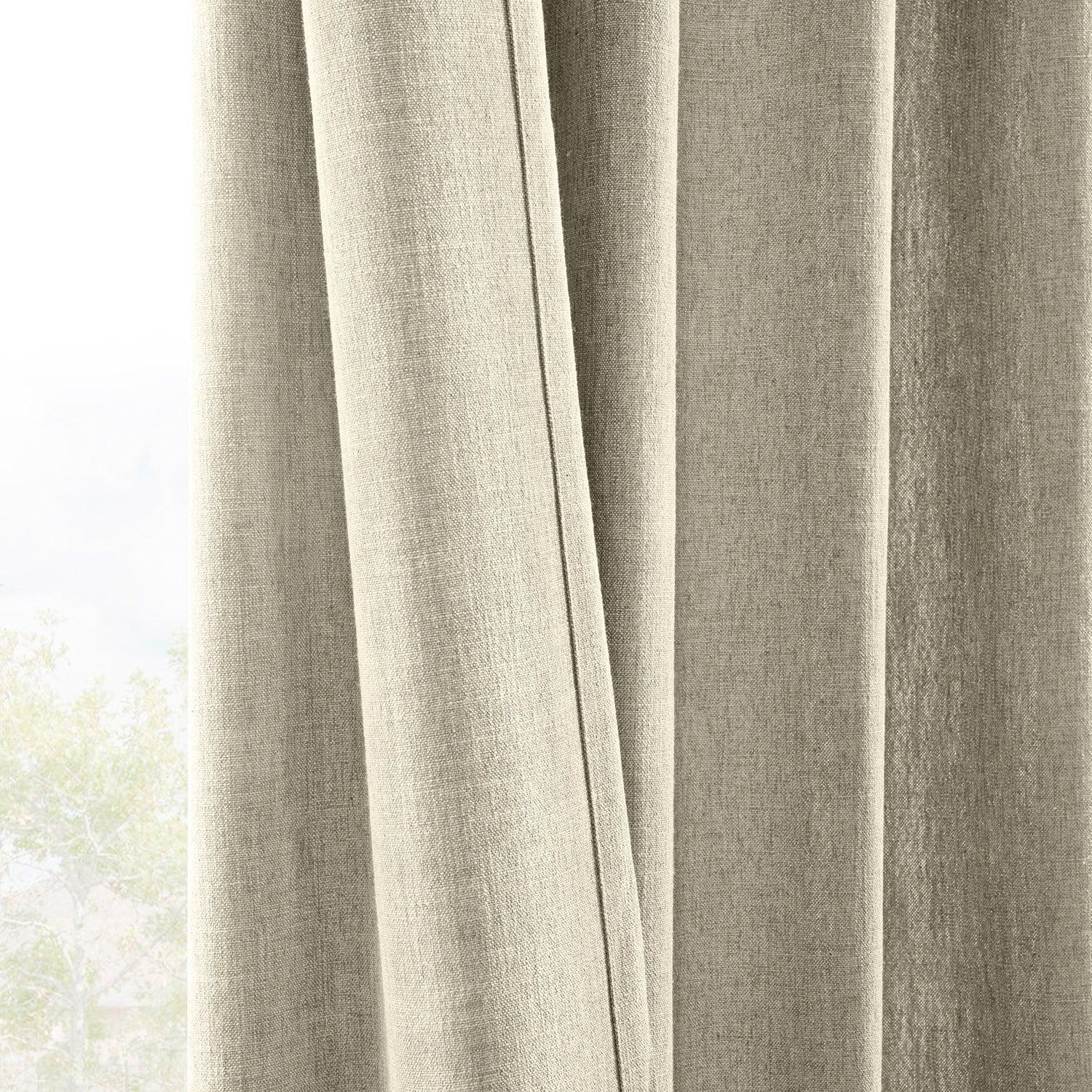 Light Beige Simply Faux Linen Light Filtering Curtain Pair (2 Panels)