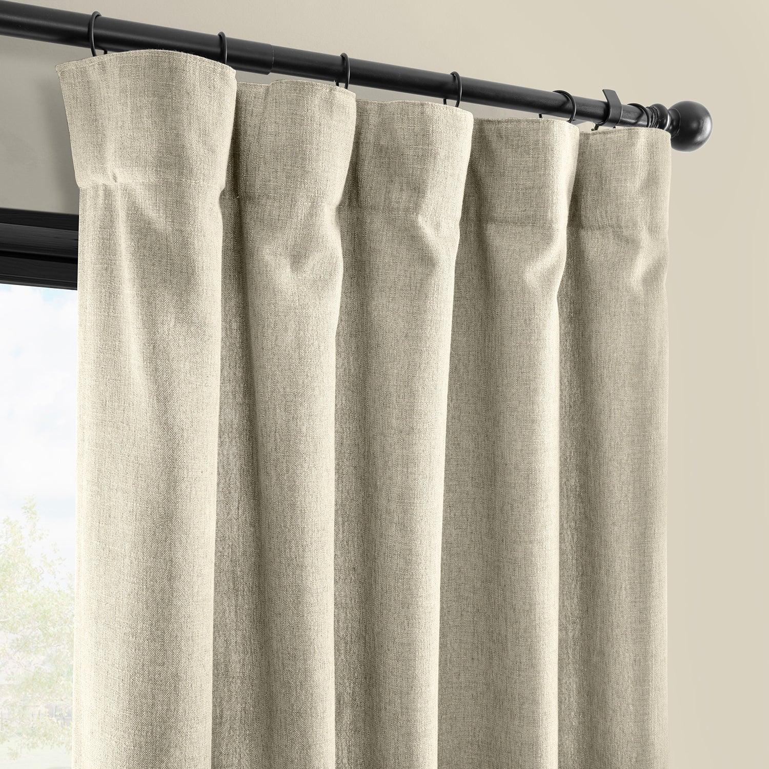 Light Beige Simply Faux Linen Light Filtering Curtain Pair (2 Panels)