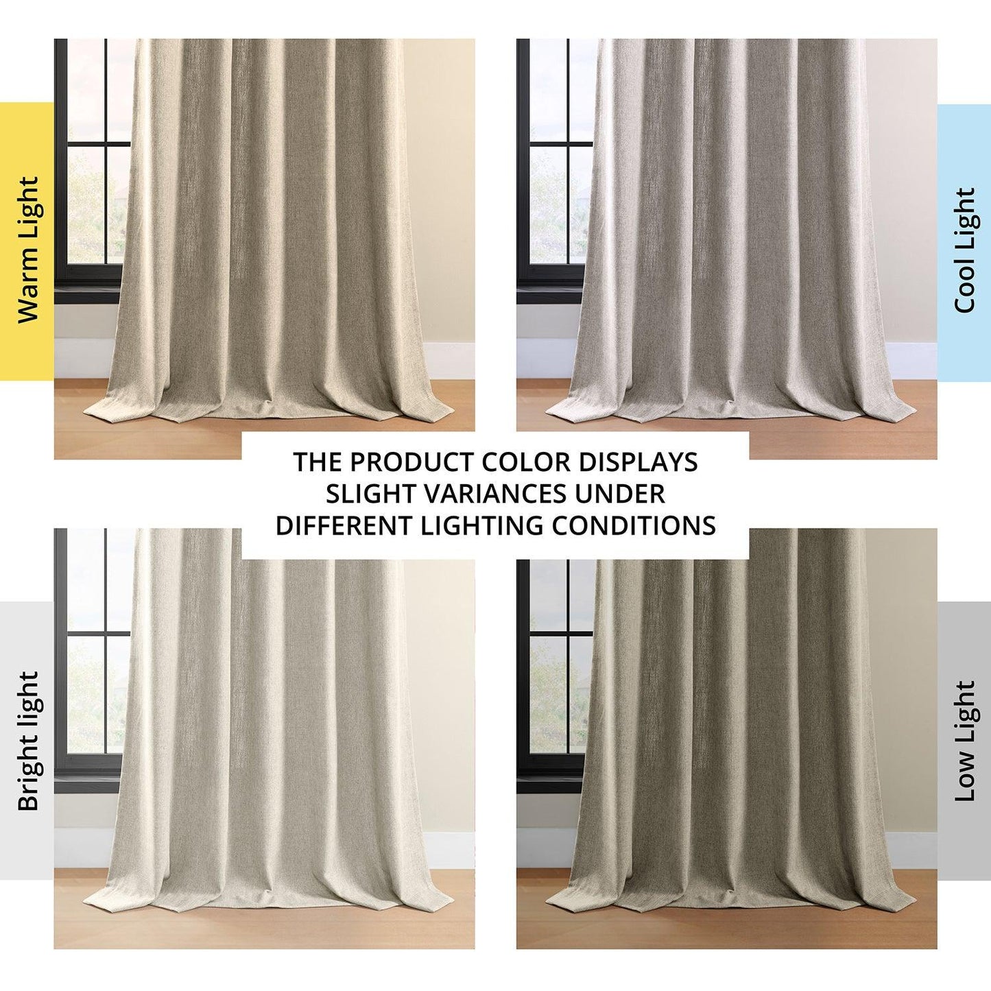 Light Beige Simply Faux Linen Light Filtering Curtain Pair (2 Panels)