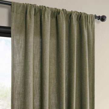 Khaki Green Simply Faux Linen Light Filtering Curtain Pair (2 Panels)