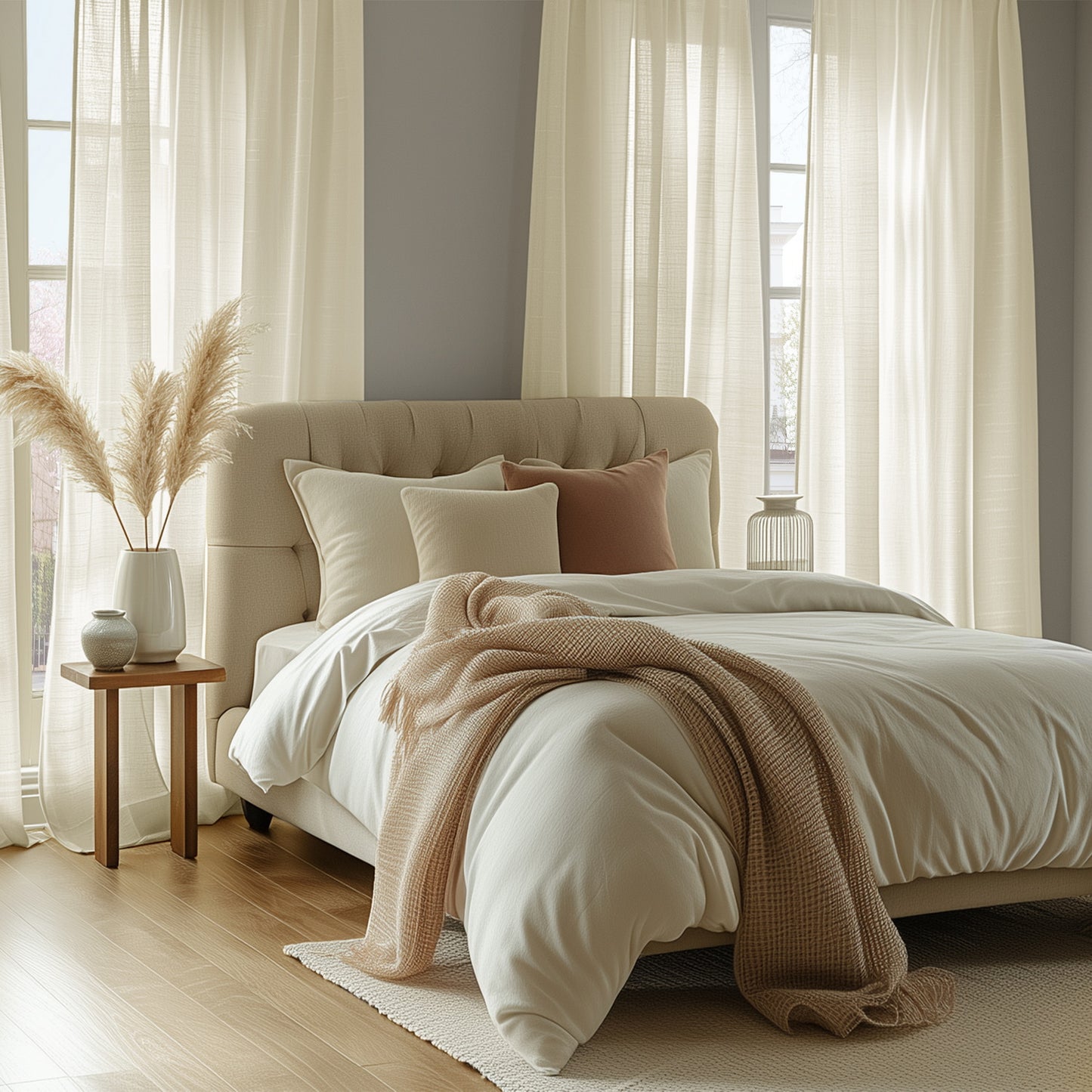 Gardenia Textured Faux Linen Sheer Custom Curtain