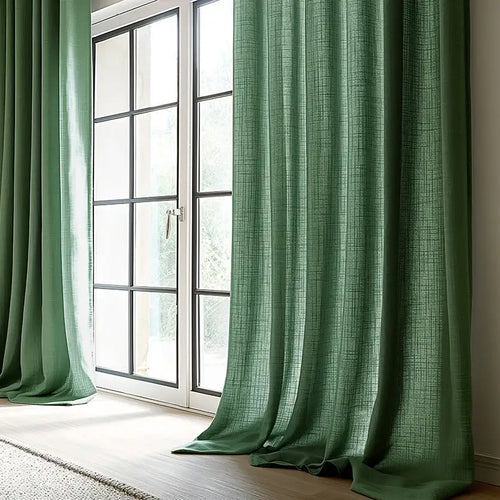 Green Classic Faux Linen Custom Curtain