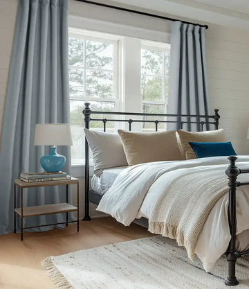Gulf Blue Textured Bellino Custom Curtain