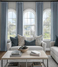 Gulf Blue Textured Bellino Custom Curtain