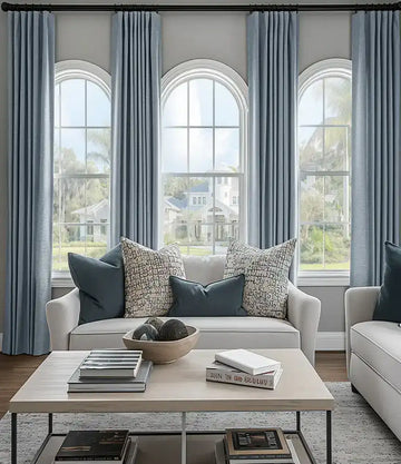 Gulf Blue Textured Bellino Custom Curtain