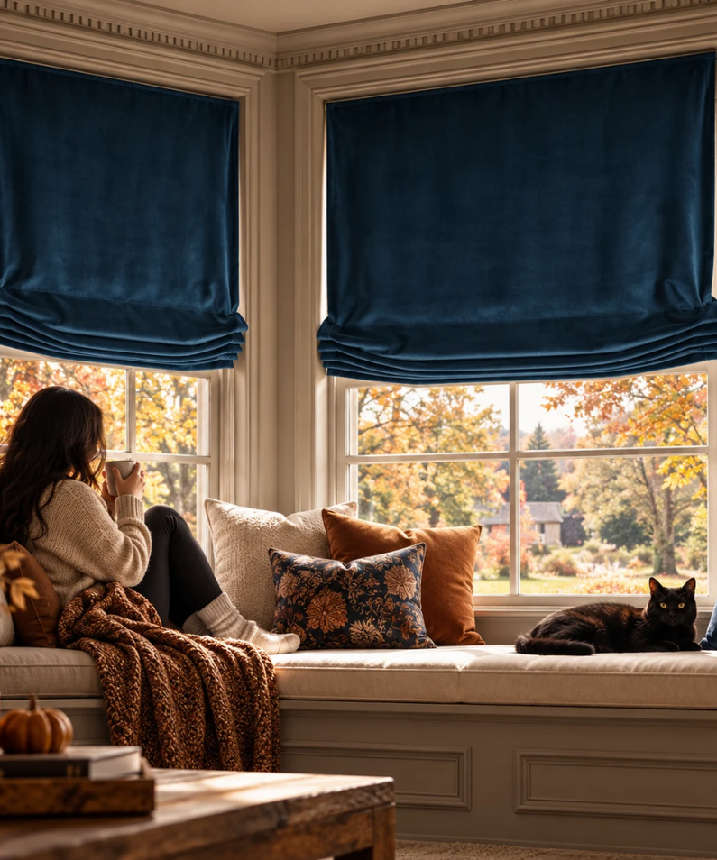 Heritage Plush Velvet Roman Shades