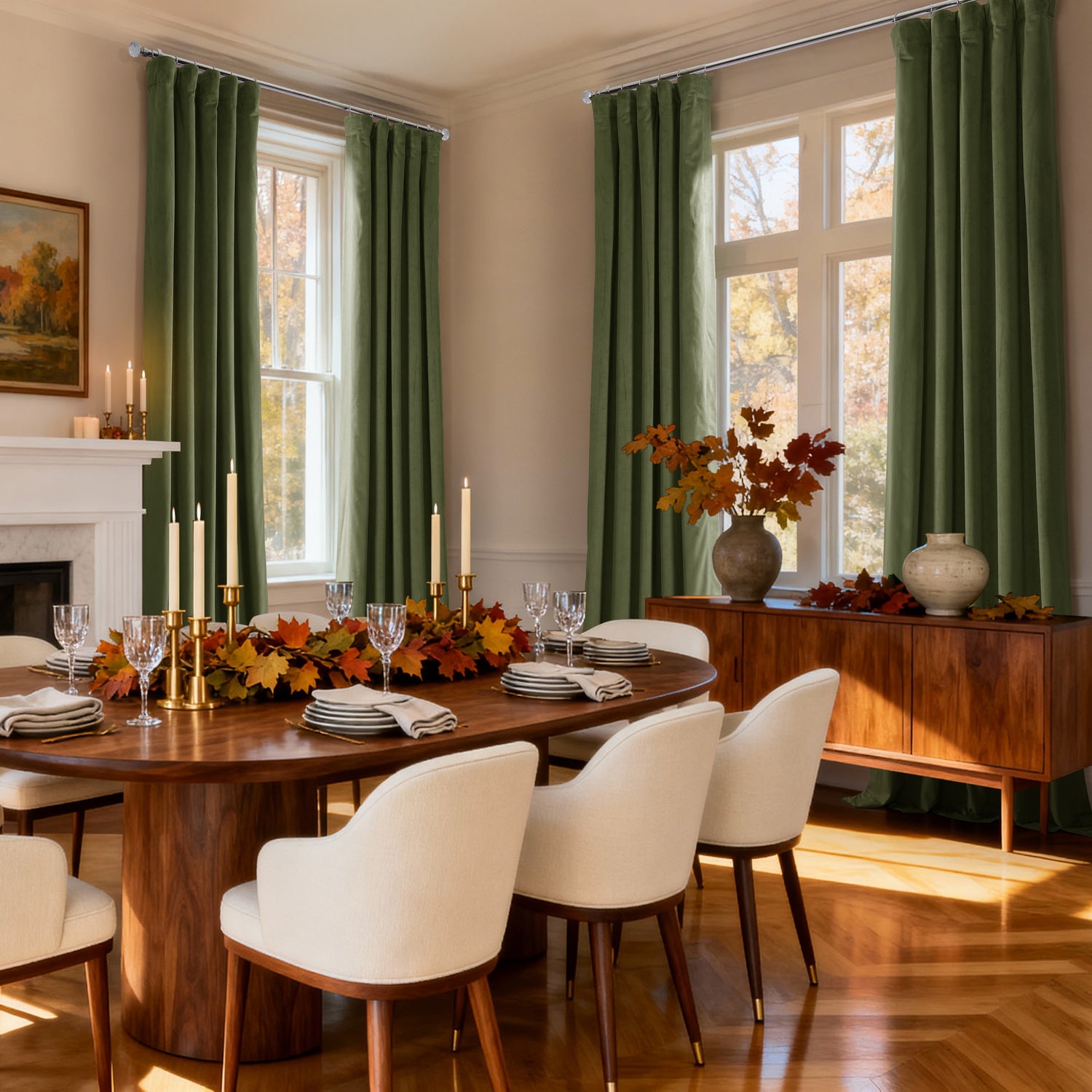 Hunter Green Signature Velvet Custom Curtain