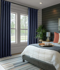 Indigo Textured Faux Linen Custom Curtain