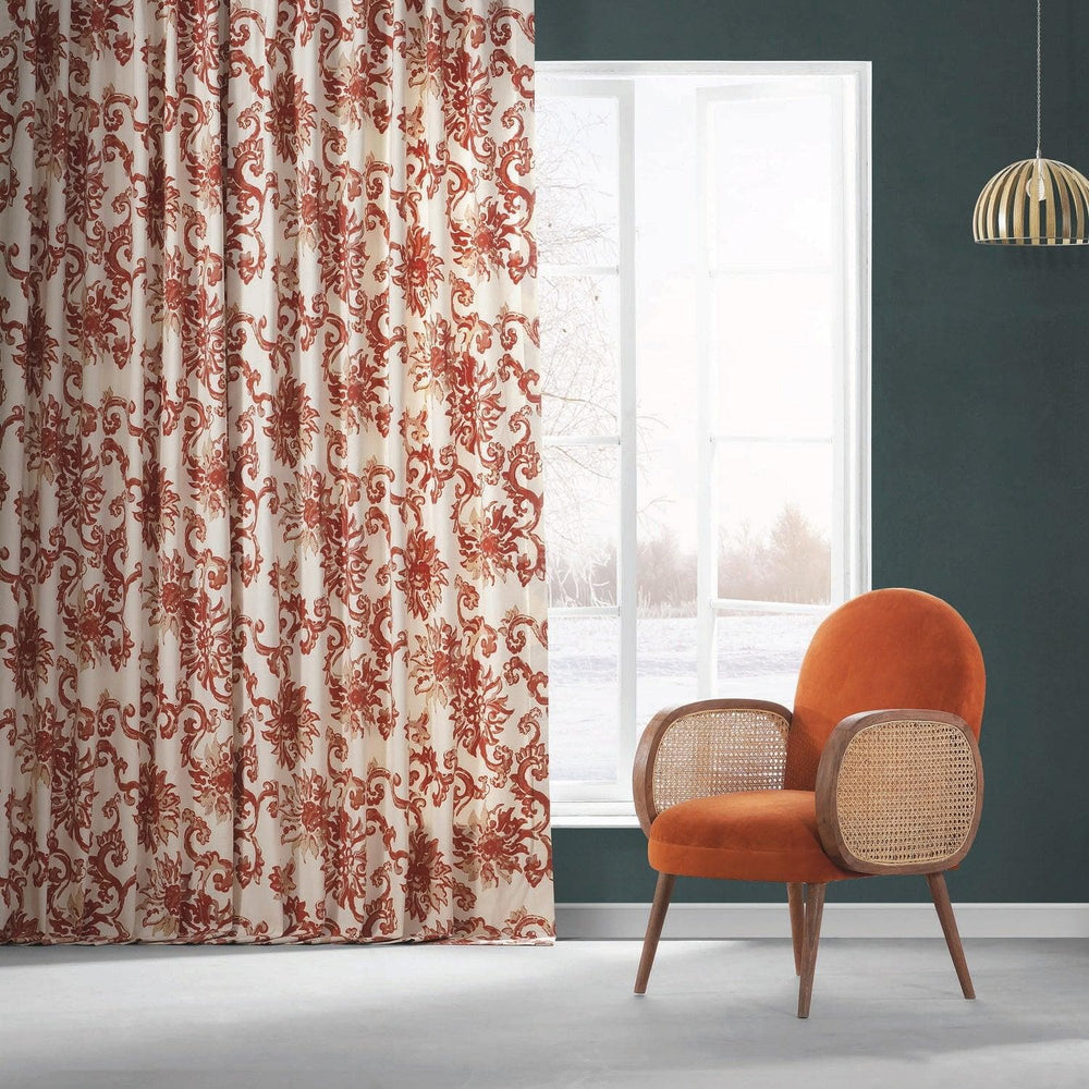 Indonesian Rust Printed Cotton Custom Curtain - HalfPriceDrapes.com