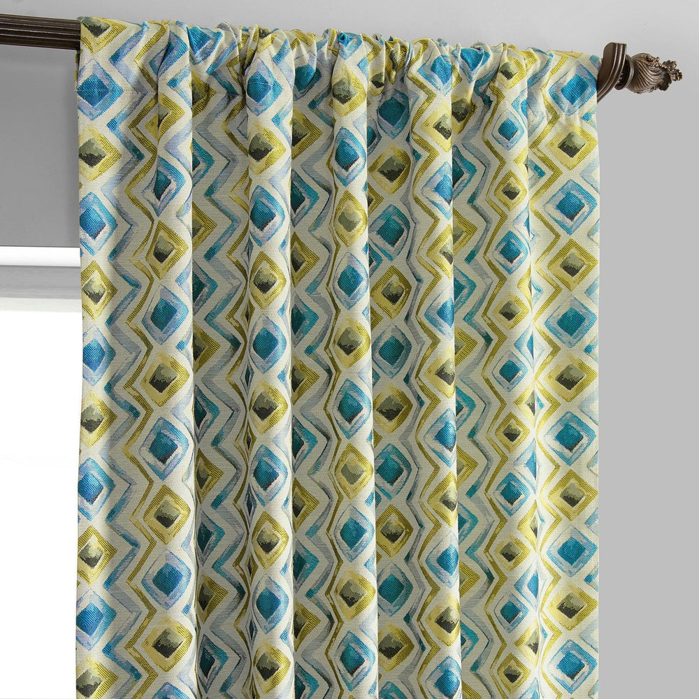 Zanni Multi Blue Green Faux Silk Jacquard Curtain - HalfPriceDrapes.com