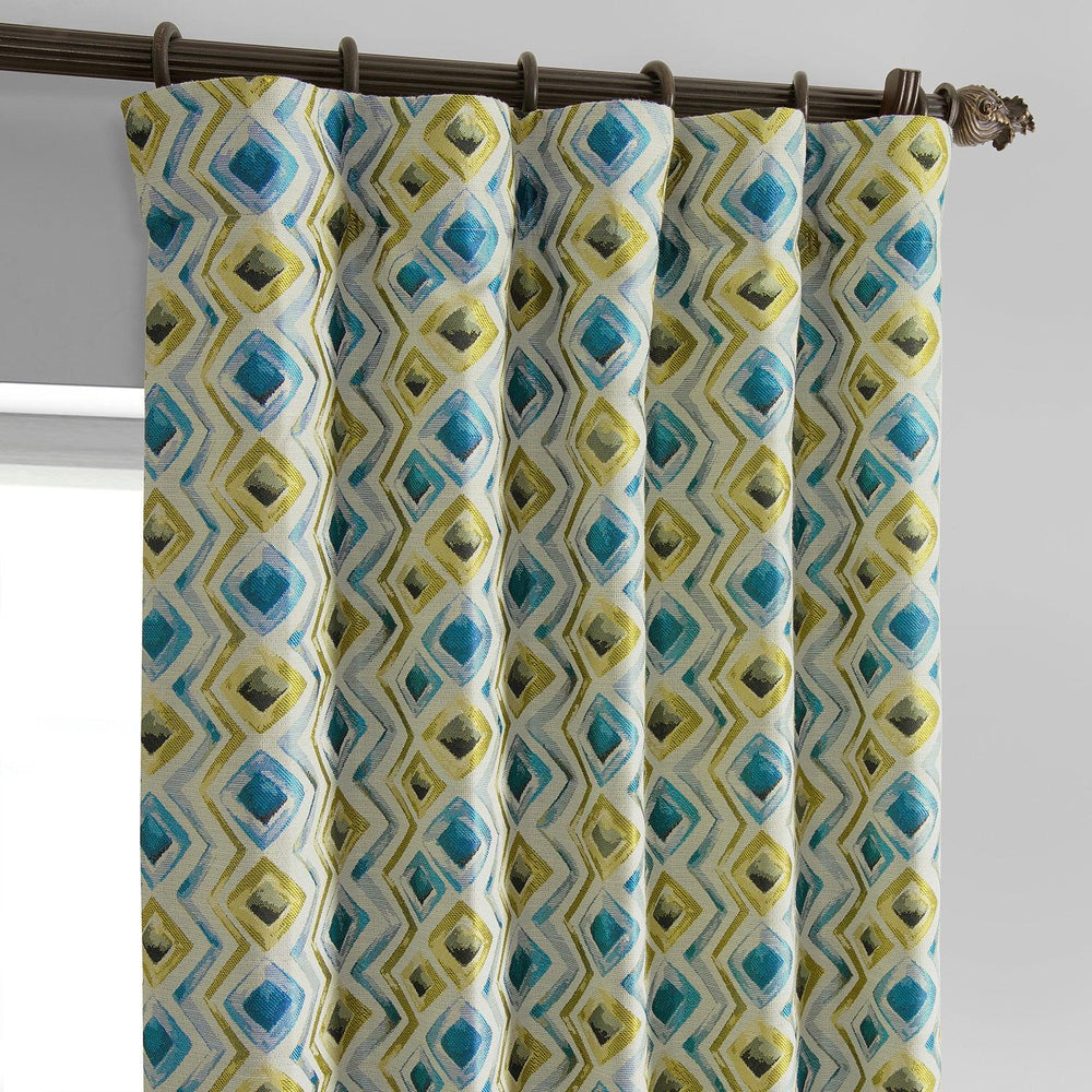 Zanni Multi Blue Green Faux Silk Jacquard Curtain - HalfPriceDrapes.com