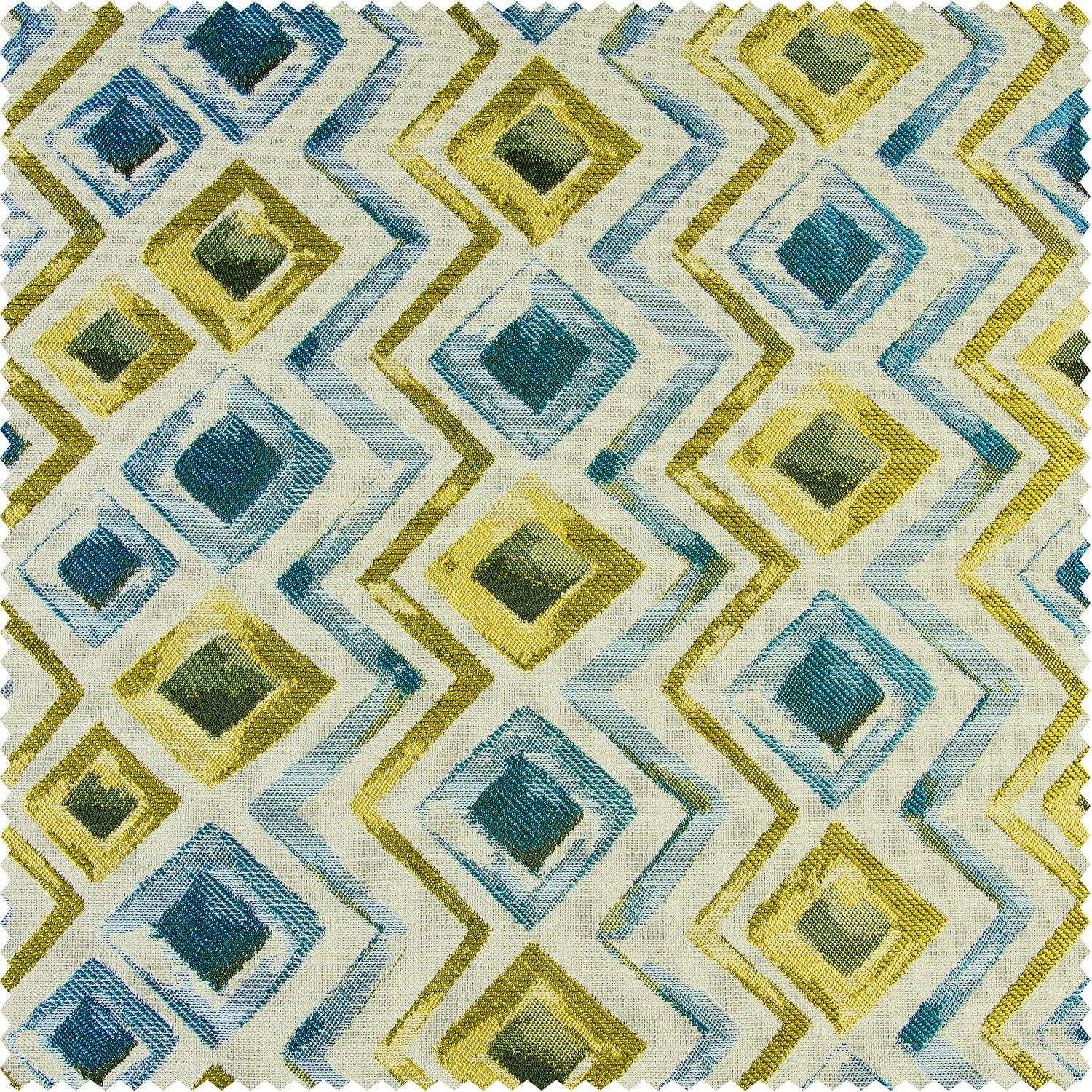 Zanni Multi Blue Green Faux Silk Jacquard Swatch - HalfPriceDrapes.com