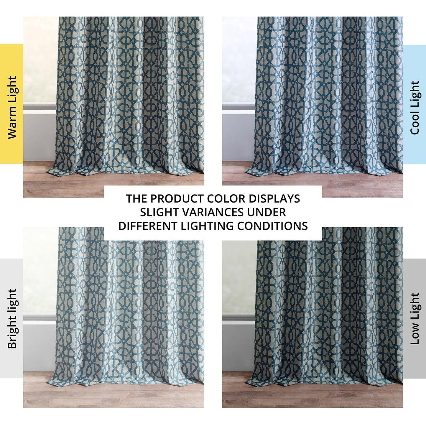 Metro Teal Blue Faux Silk Jacquard Curtain - HalfPriceDrapes.com