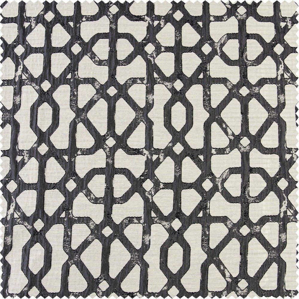 Metro Black Faux Silk Jacquard Swatch - HalfPriceDrapes.com