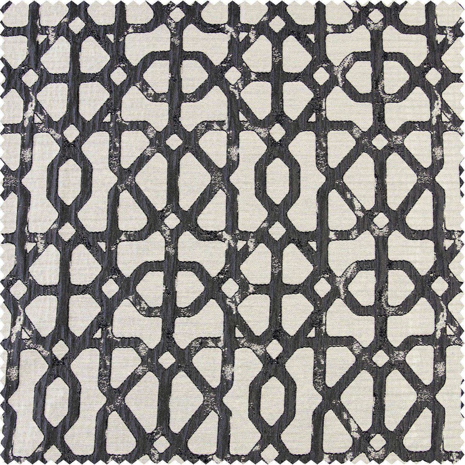 Metro Black Faux Silk Jacquard Swatch - HalfPriceDrapes.com