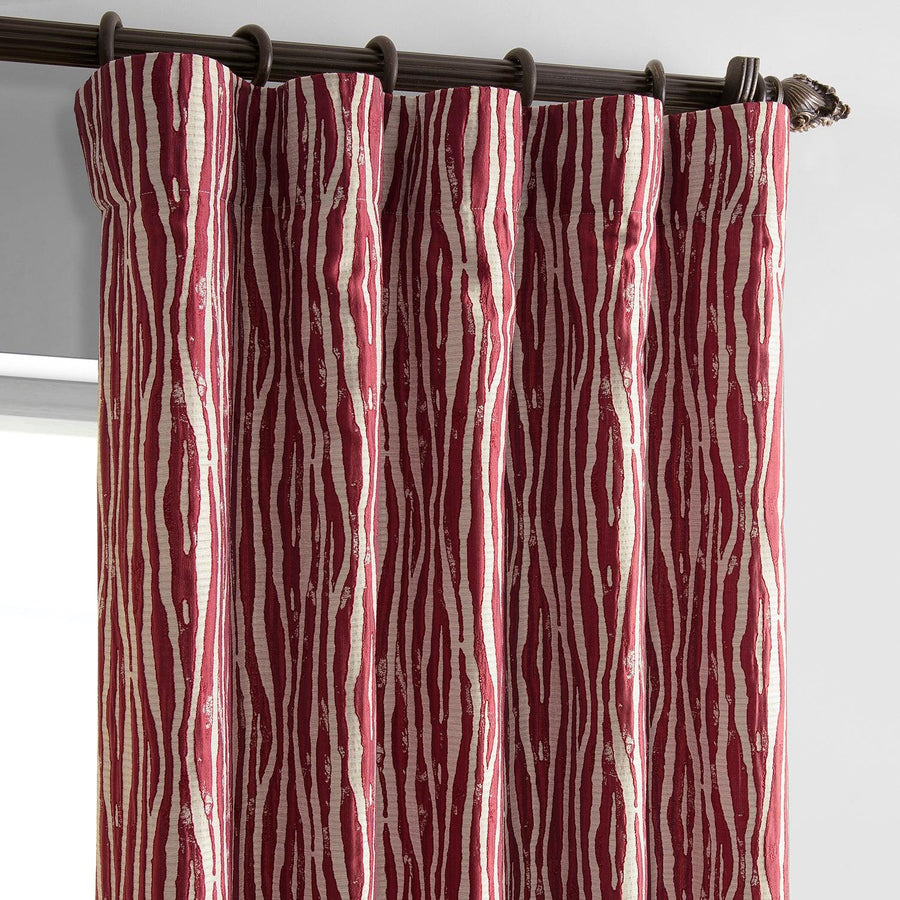Tiger Stripe Red Faux Silk Jacquard Curtain - HalfPriceDrapes.com