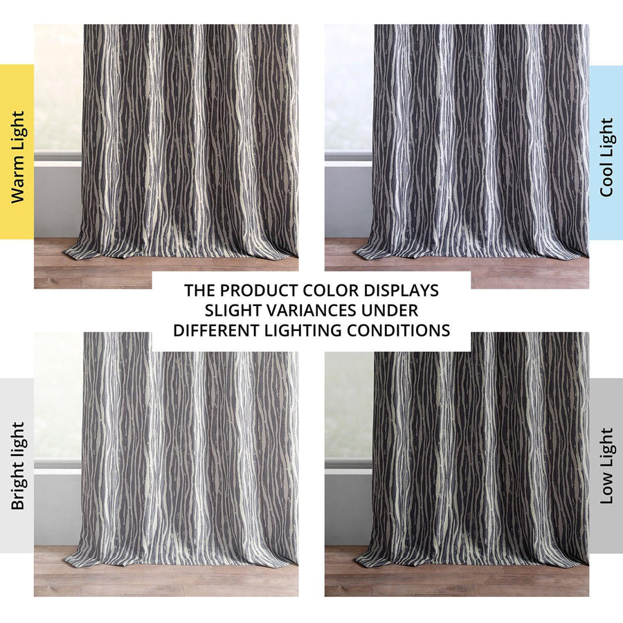 Tiger Stripe Grey Faux Silk Jacquard Curtain - HalfPriceDrapes.com