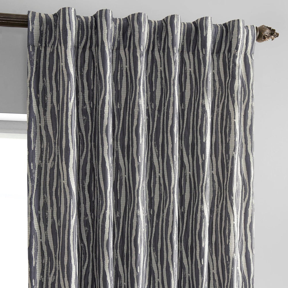 Tiger Stripe Grey Faux Silk Jacquard Curtain - HalfPriceDrapes.com