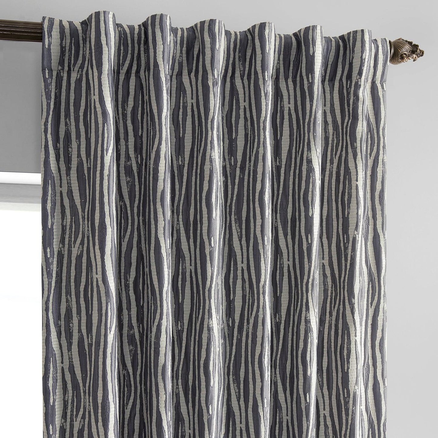 Tiger Stripe Grey Faux Silk Jacquard Curtain - HalfPriceDrapes.com