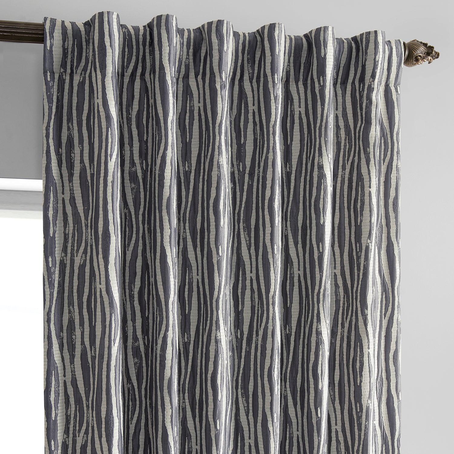 Tiger Stripe Grey Faux Silk Jacquard Curtain - HalfPriceDrapes.com