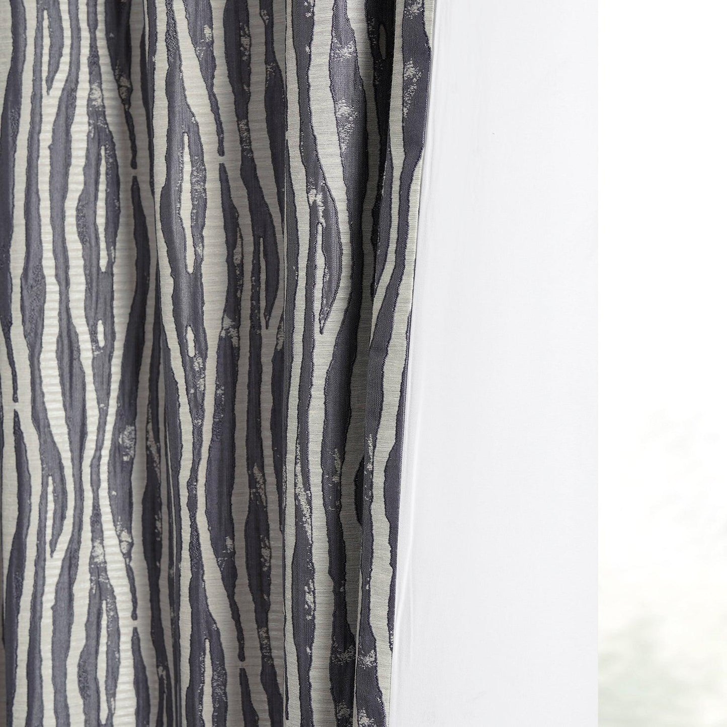 Tiger Stripe Grey Faux Silk Jacquard Curtain - HalfPriceDrapes.com