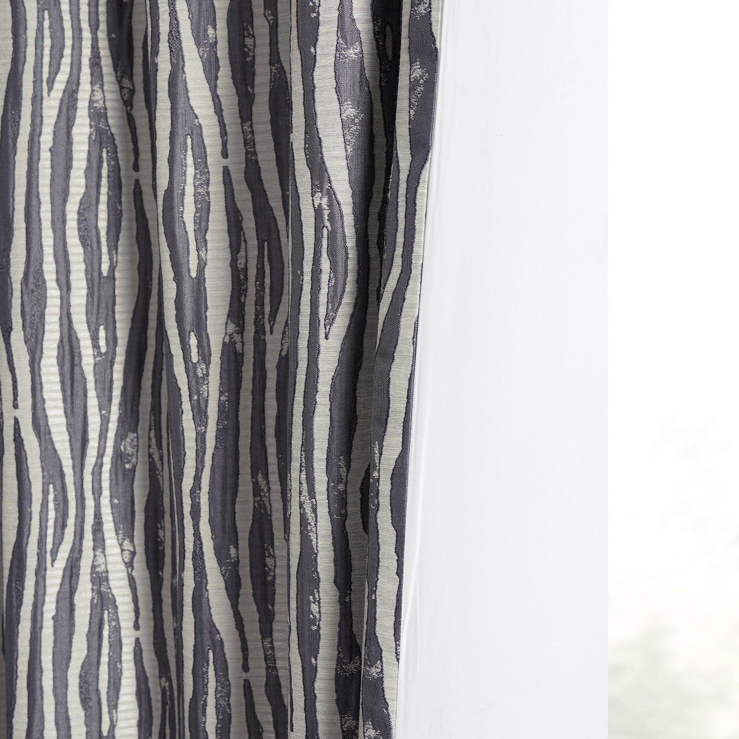 Tiger Stripe Grey Faux Silk Jacquard Curtain - HalfPriceDrapes.com
