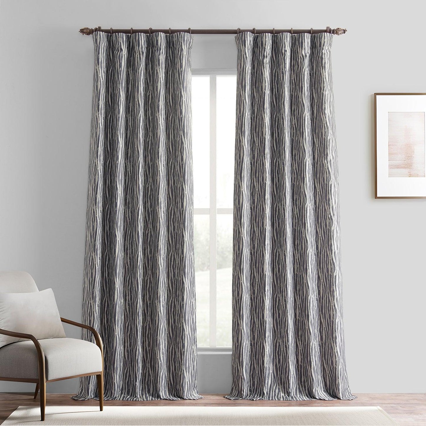 Tiger Stripe Grey Faux Silk Jacquard Curtain - HalfPriceDrapes.com