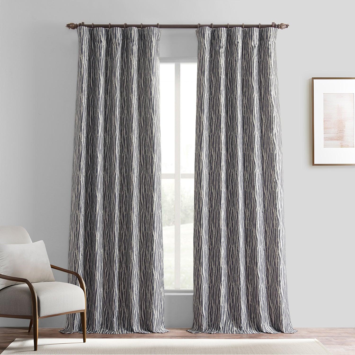 Tiger Stripe Grey Faux Silk Jacquard Curtain - HalfPriceDrapes.com