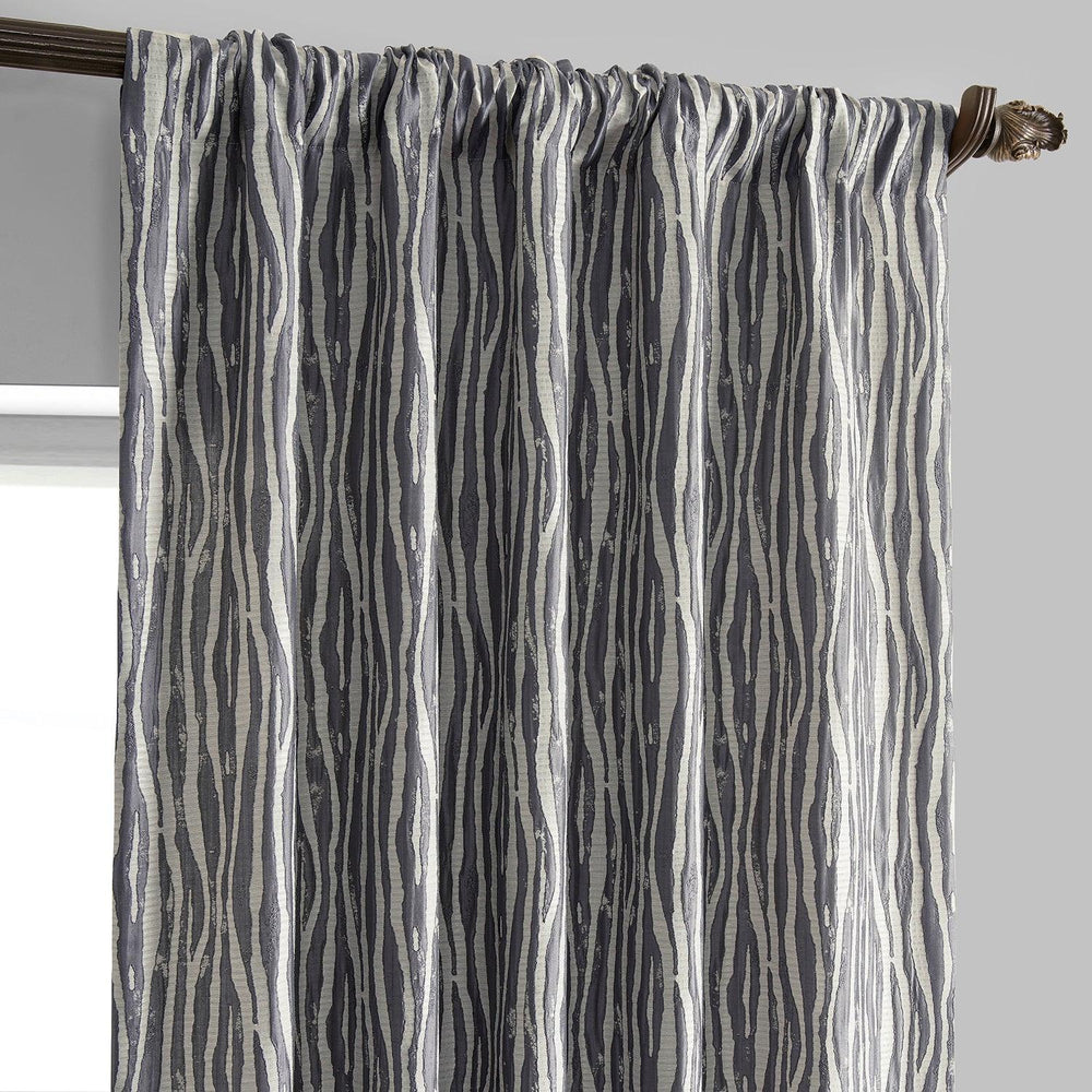 Tiger Stripe Grey Faux Silk Jacquard Curtain - HalfPriceDrapes.com