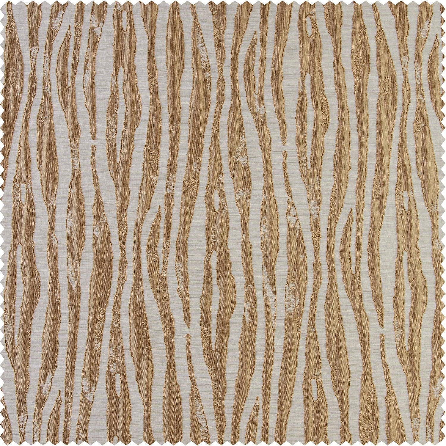 Tiger Stripe Gold Striped Faux Silk Jacquard Room Darkening Curtain
