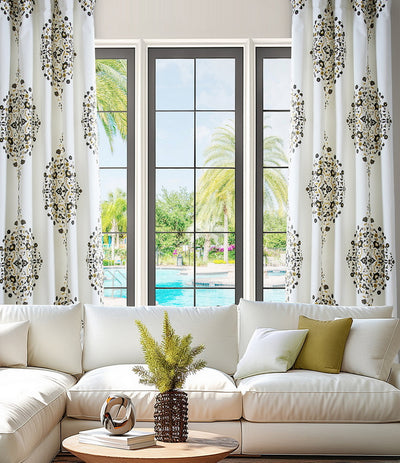 Kerala Gold Emblem Printed Cotton Custom Curtain