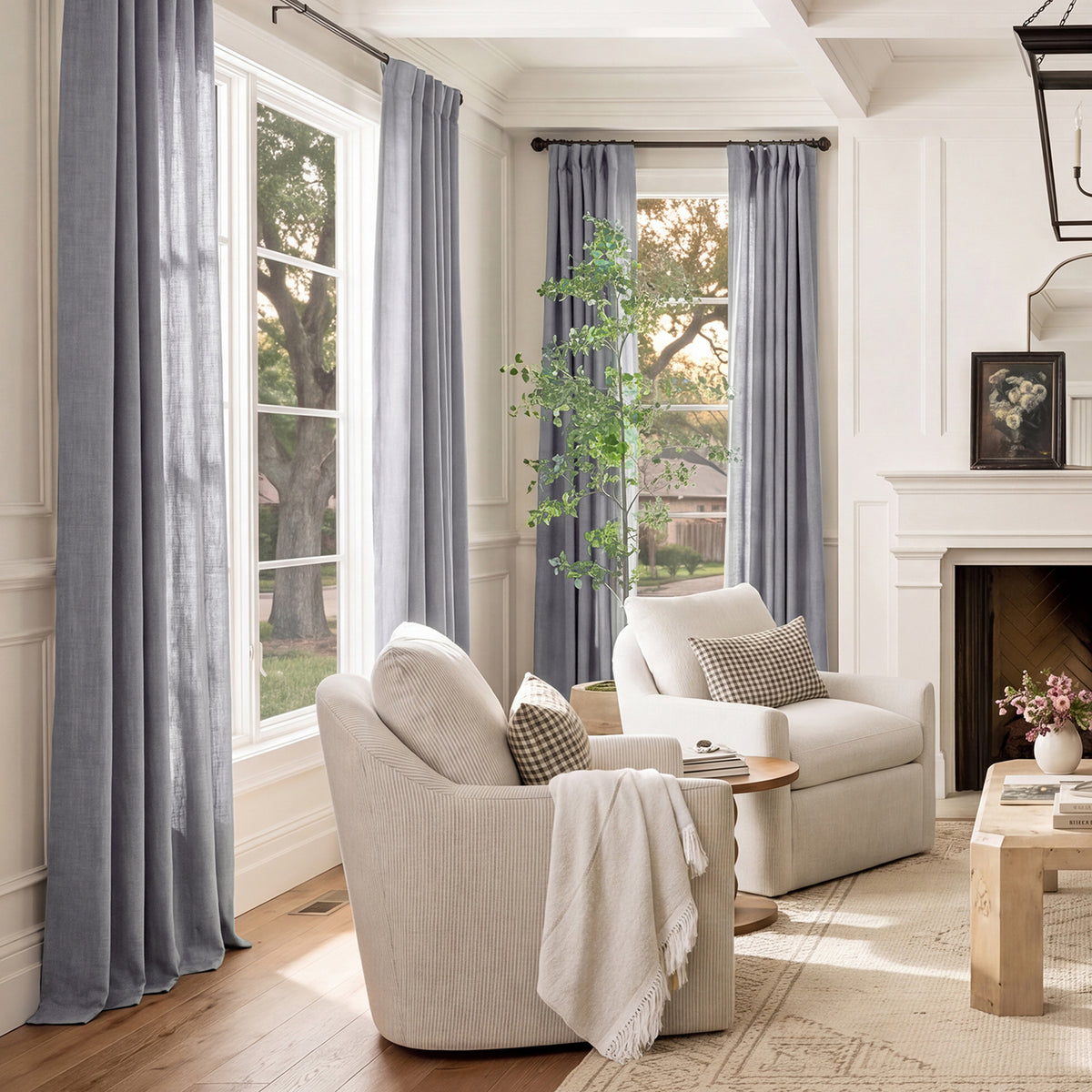 Earl Grey French Linen Custom Curtain