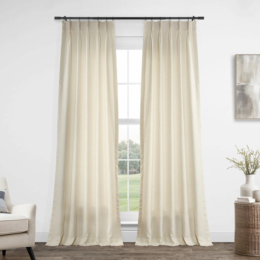 Ancient Ivory French Pleat French Linen Curtain - HalfPriceDrapes.com
