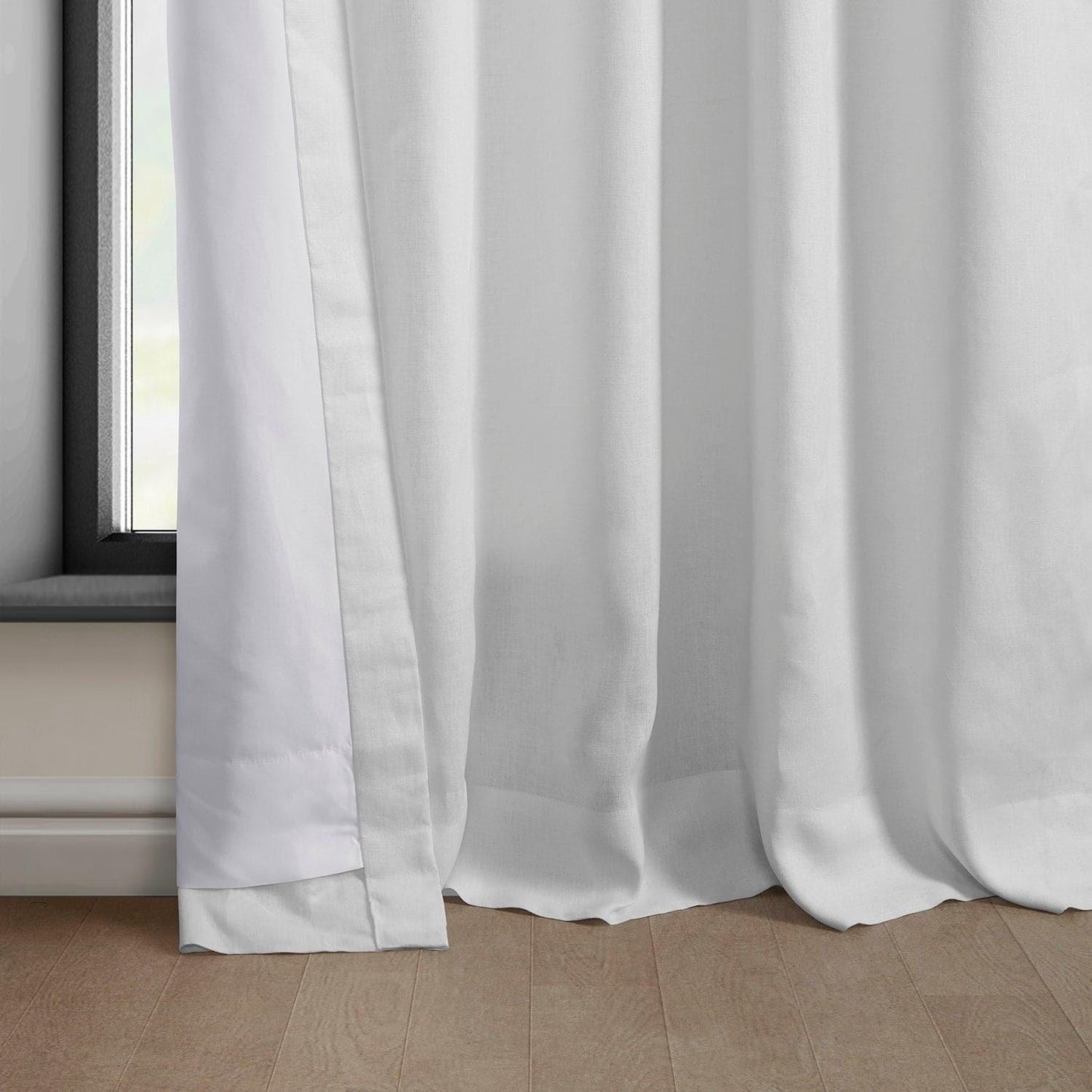Bright White Euro Linen Curtain - HalfPriceDrapes.com